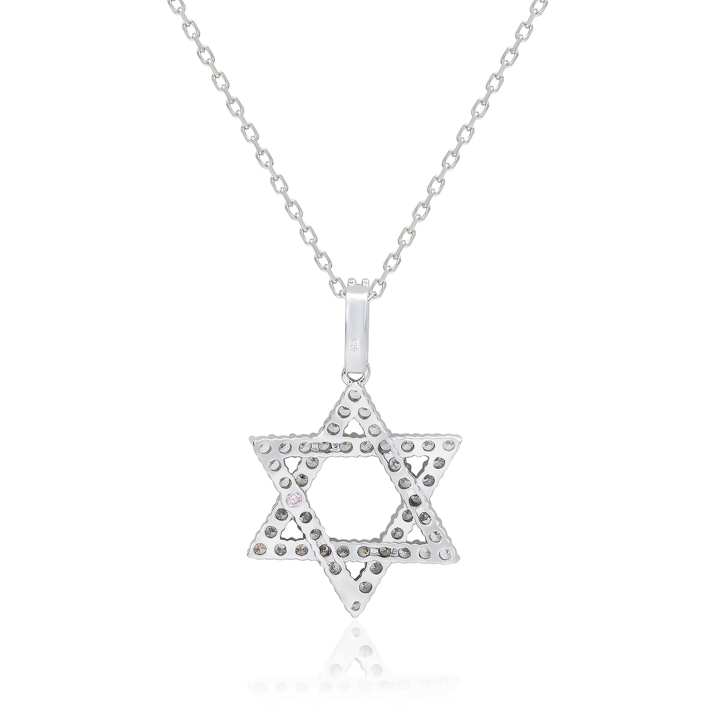 Suzy Levian Sterling Silver White Cubic Zirconia Star of David Drop Pendant