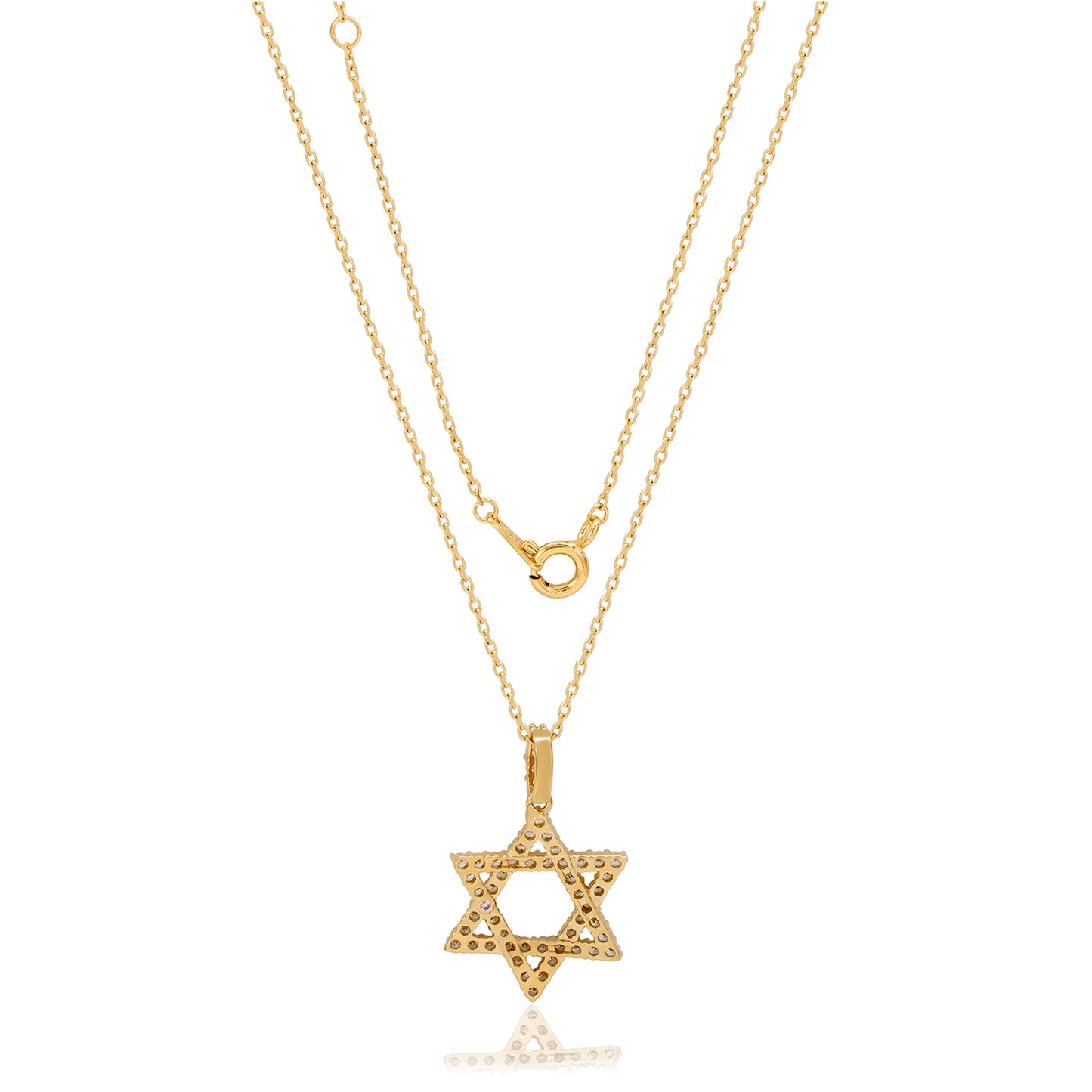 Suzy Levian Yellow Sterling Silver White Cubic Zirconia Star of David Drop Pendant