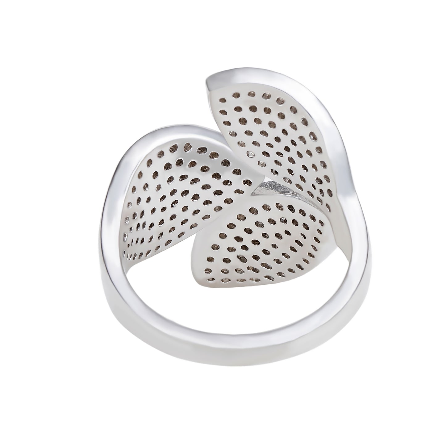 Suzy Levian Sterling Silver Pave Cubic Zirconia Tri-Petal Ring