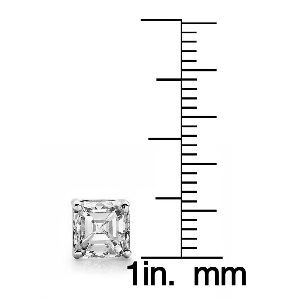 Suzy Levian Sterling Silver Asscher-Cut Cubic Zirconia 6mm 2.50 cttw Stud Earrings