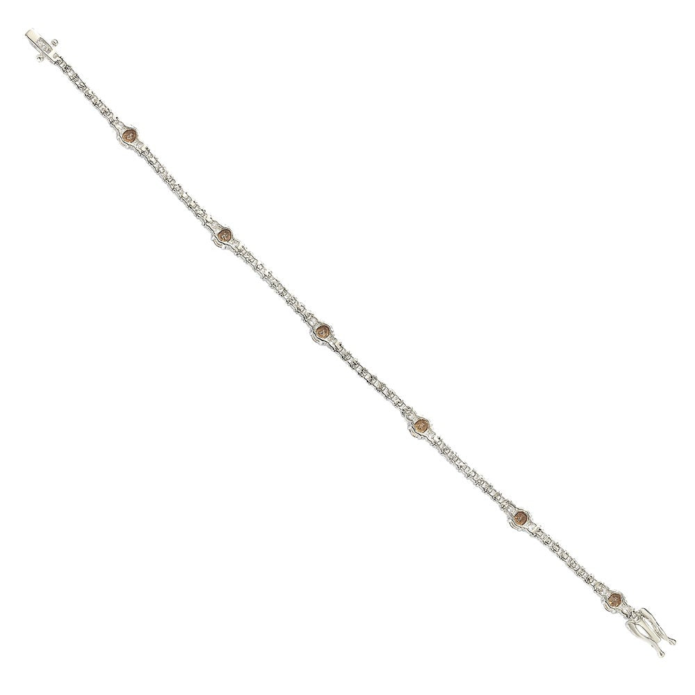 Suzy Levian Sterling Silver Brown and White Cubic Zirconia Tennis Bracelet