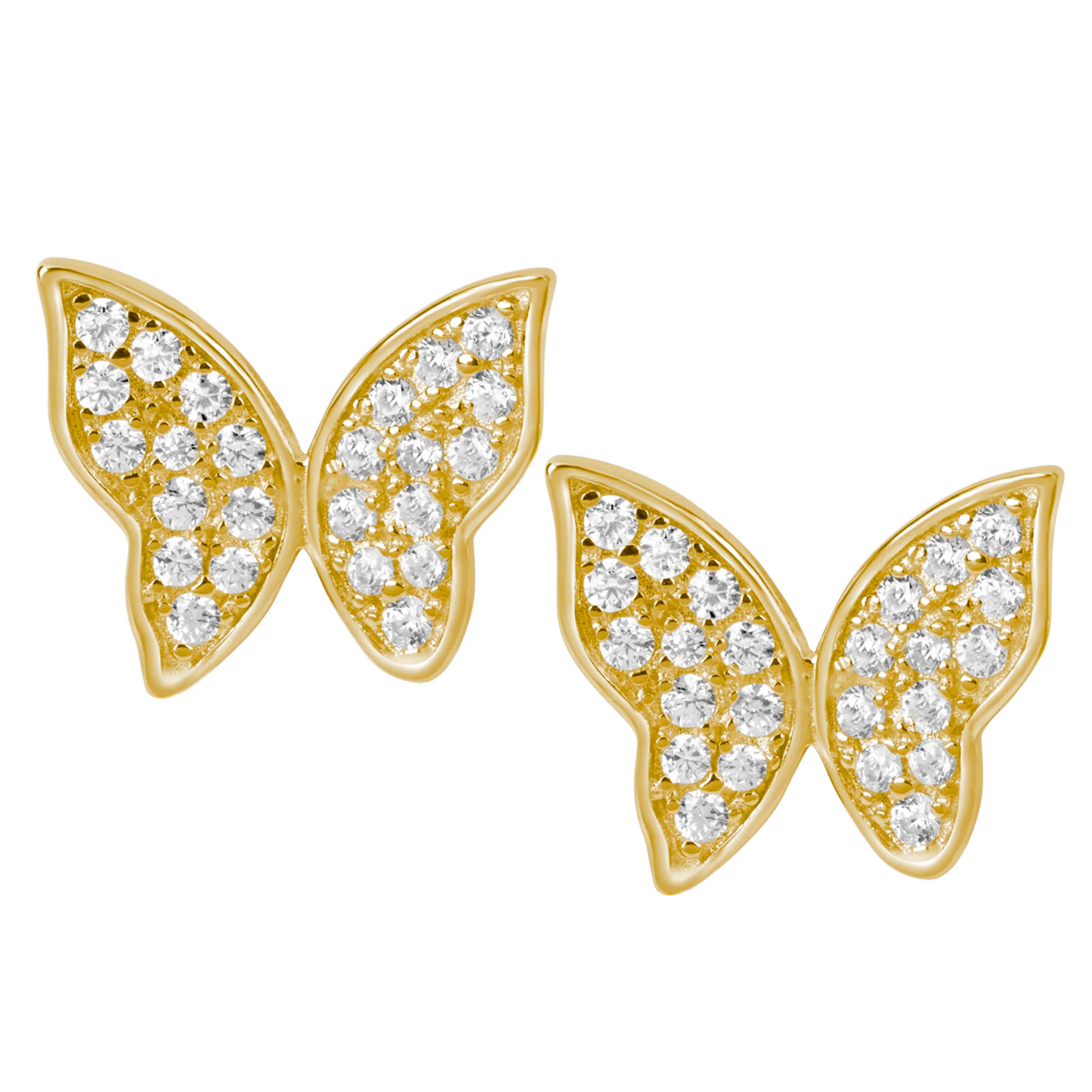 Suzy Levian Yellow Sterling Silver Pave Cubic Zirconia Butterfly Earrings
