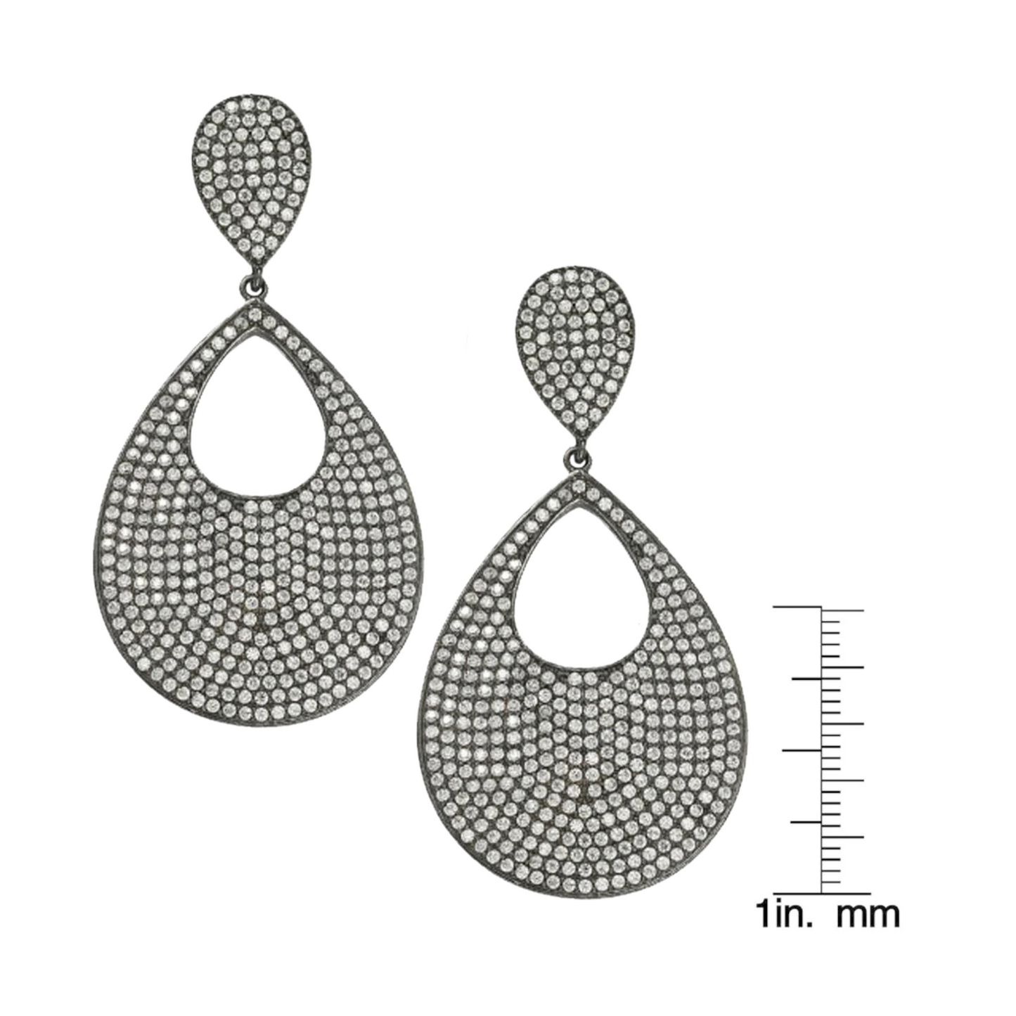 Suzy Levian Sterling Silver Cubic Zirconia Tear Drop Pave Earrings