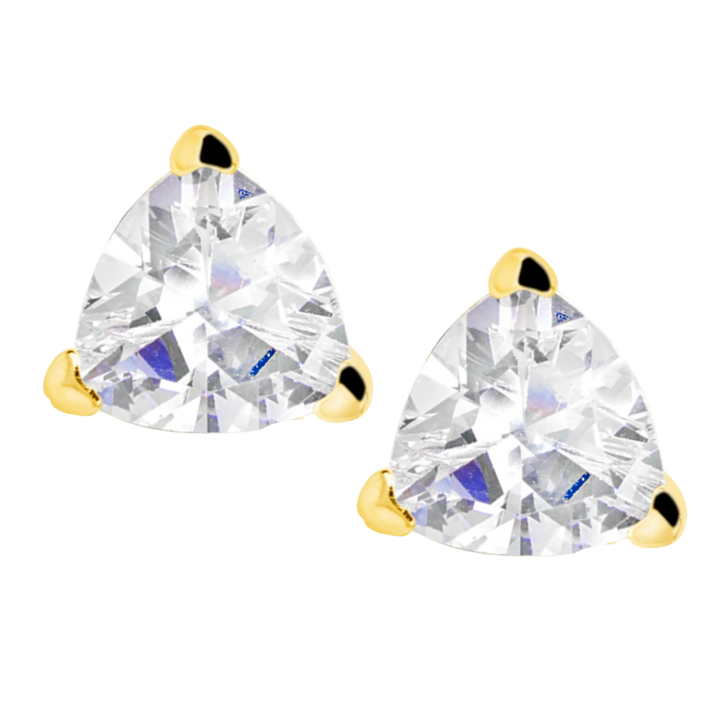 Suzy Levian Yellow Sterling Silver Trillion Shape Cubic Zirconia Studs