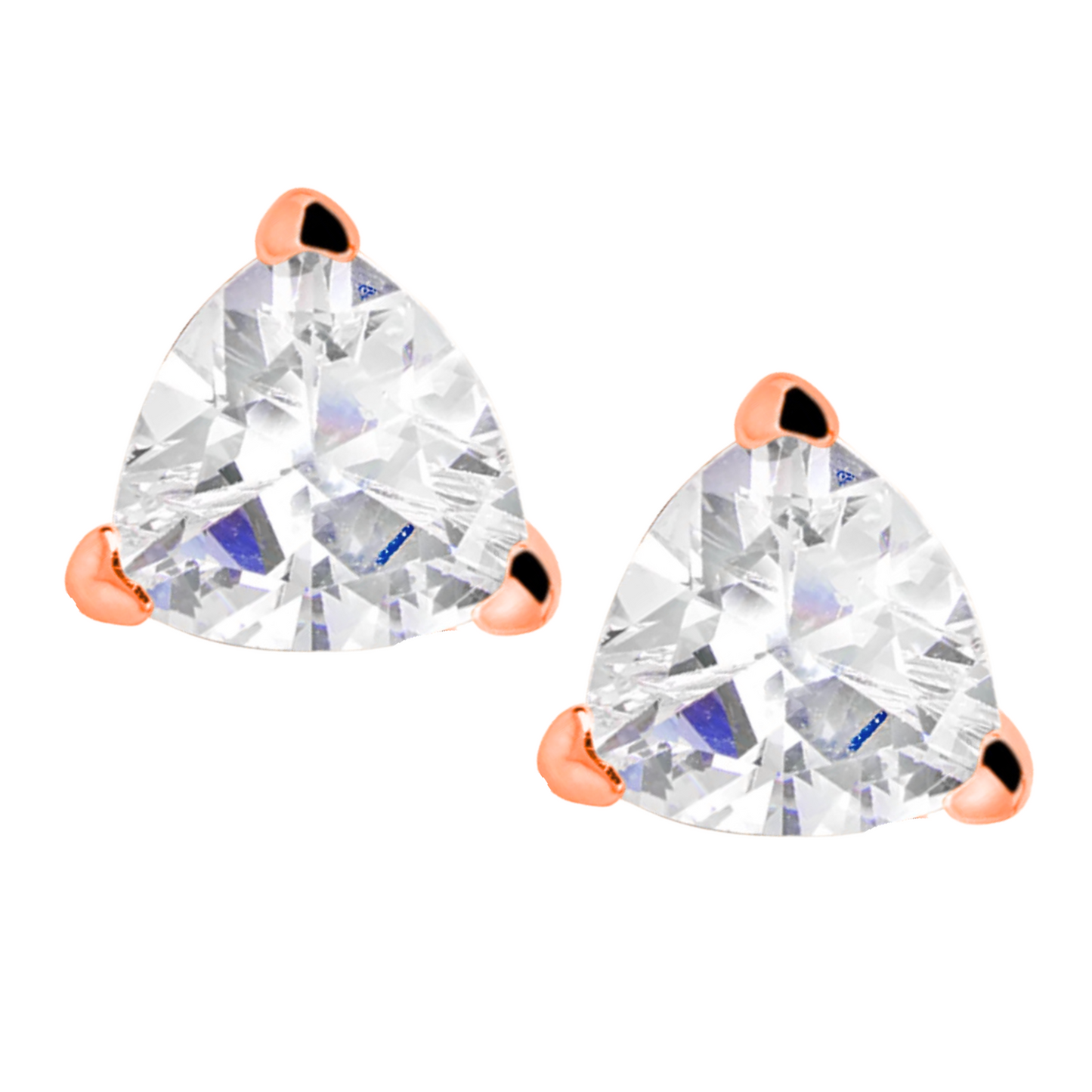 Suzy Levian Rose Sterling Silver Trillion Shape Cubic Zirconia Studs