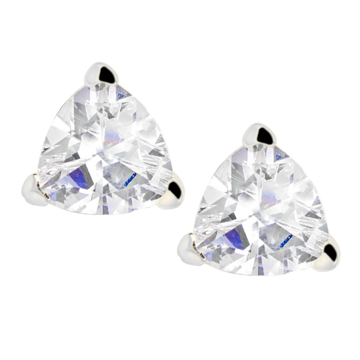 Suzy Levian Sterling Silver Trillion Shape Cubic Zirconia Studs