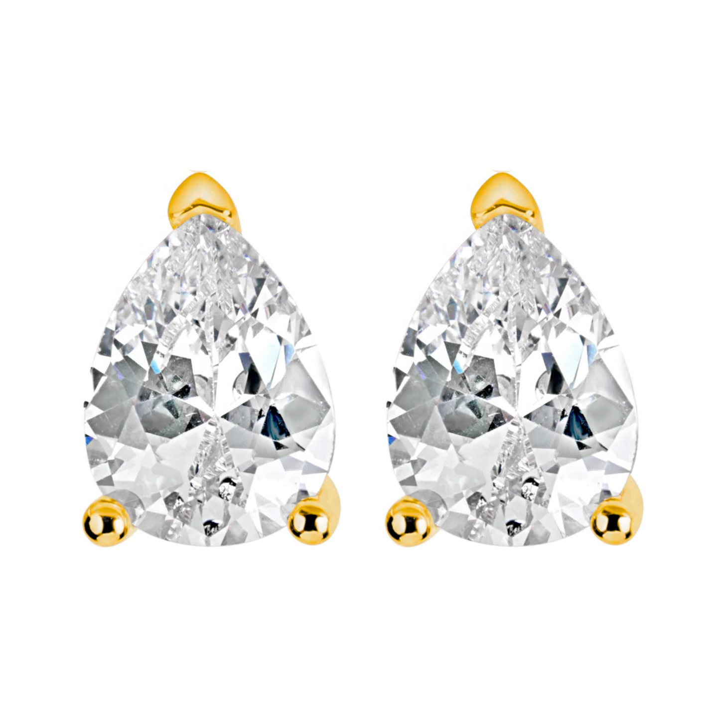 Suzy Levian Yellow Sterling Silver Pear Shape Cubic Zirconia Studs