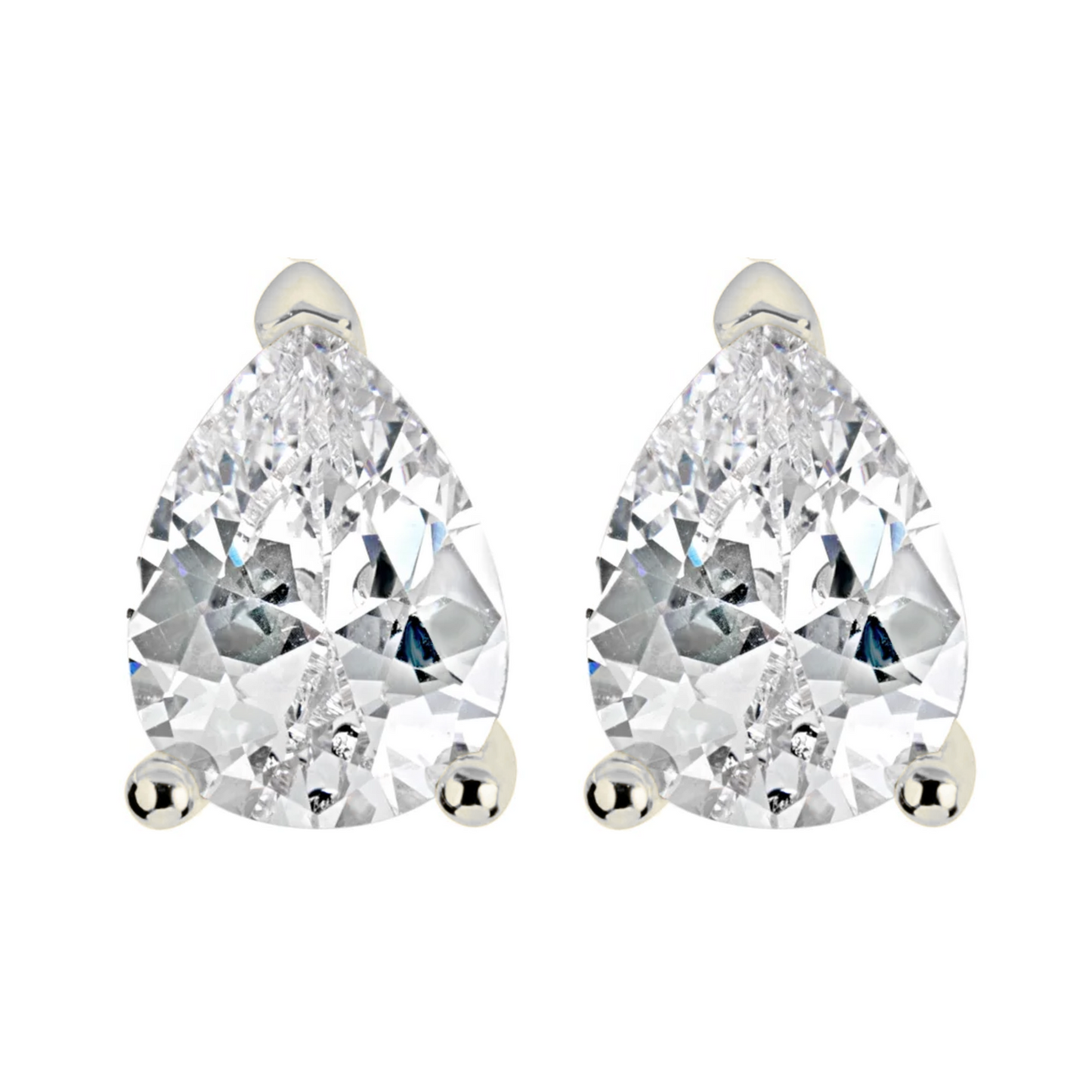 Suzy Levian Sterling Silver Pear Shape Cubic Zirconia Studs