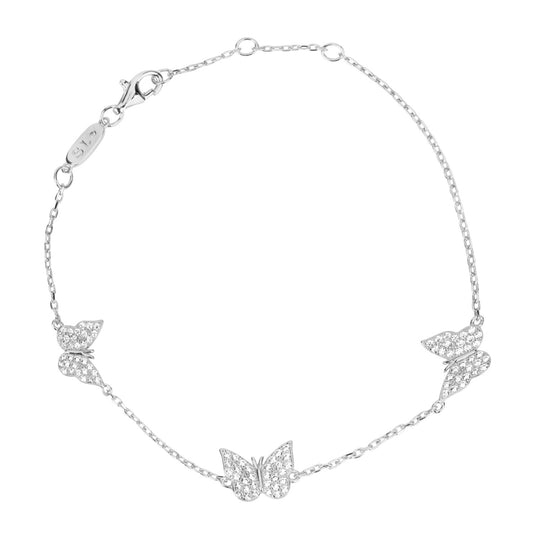 Suzy Levian Sterling Silver White Cubic Zirconia Butterfly Bracelet