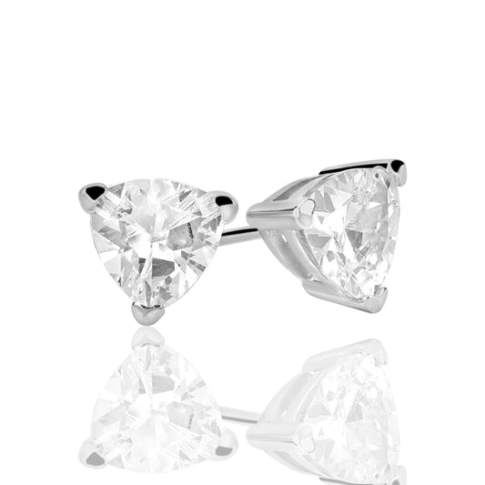 Suzy Levian Sterling Silver Trillion Shape Cubic Zirconia Studs