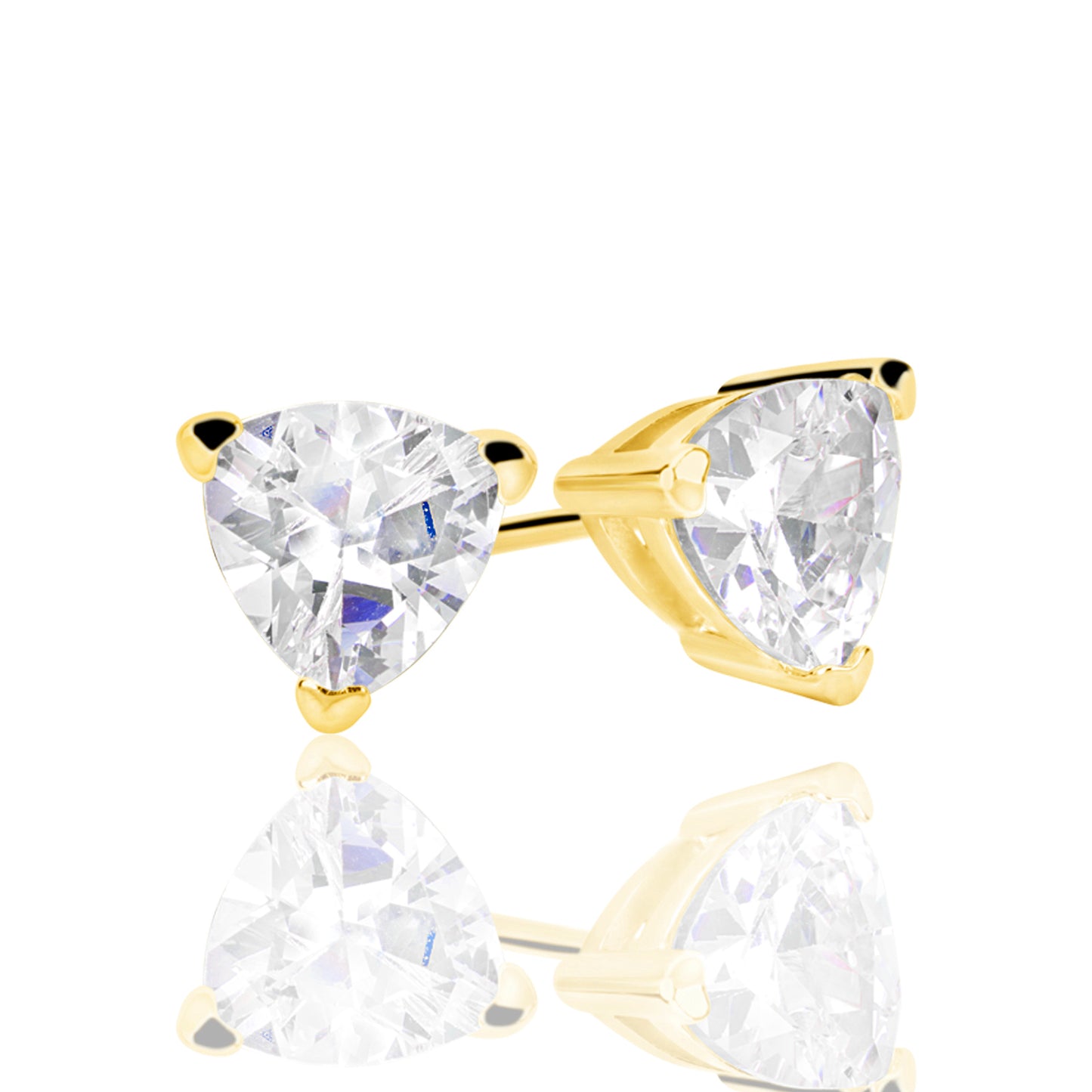 Suzy Levian Yellow Sterling Silver Trillion Shape Cubic Zirconia Studs