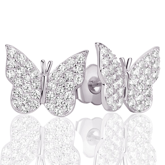 Suzy Levian Sterling Silver Pave Cubic Zirconia Butterfly Earrings