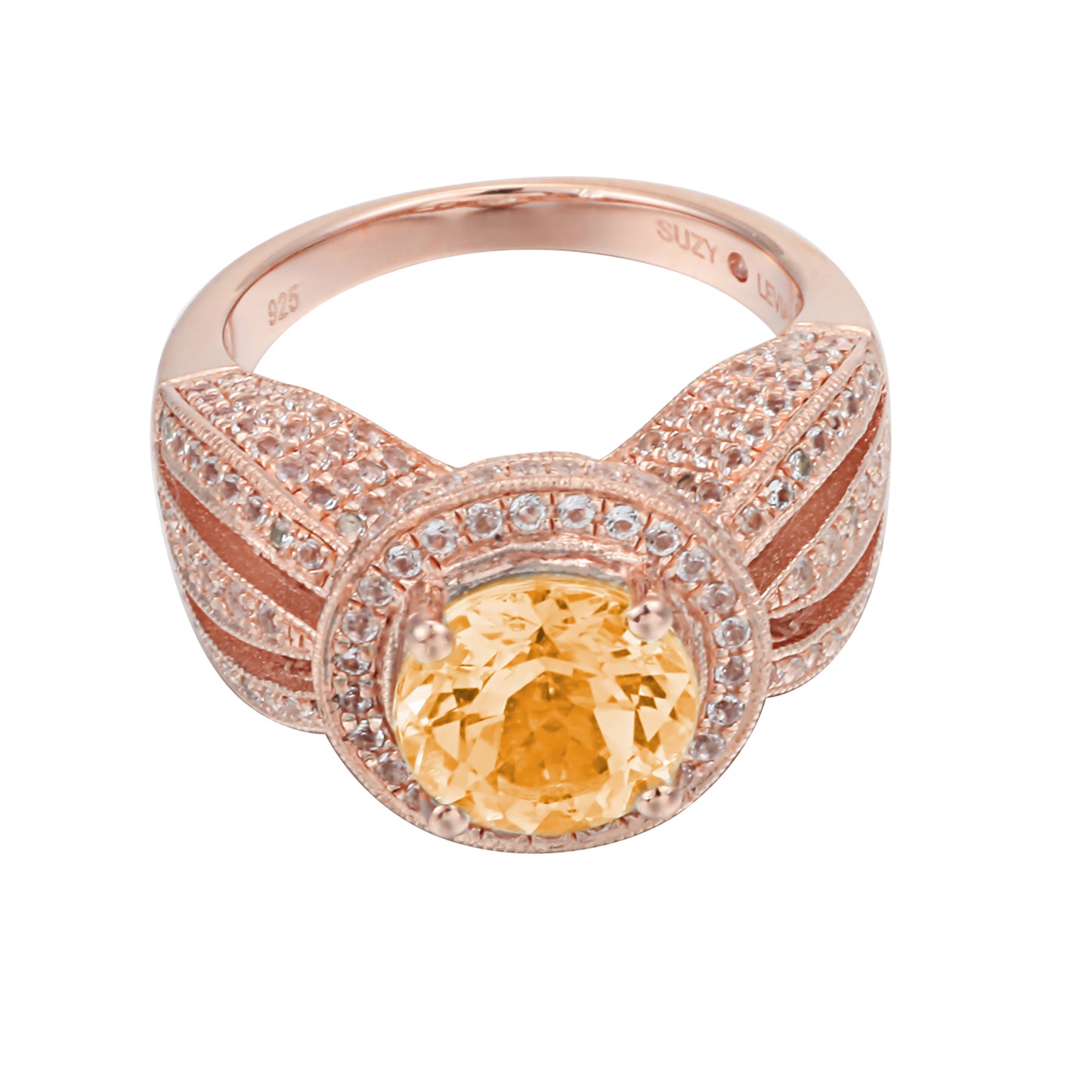Suzy Levian Sterling Silver 4.53 TCW Citrine Ring