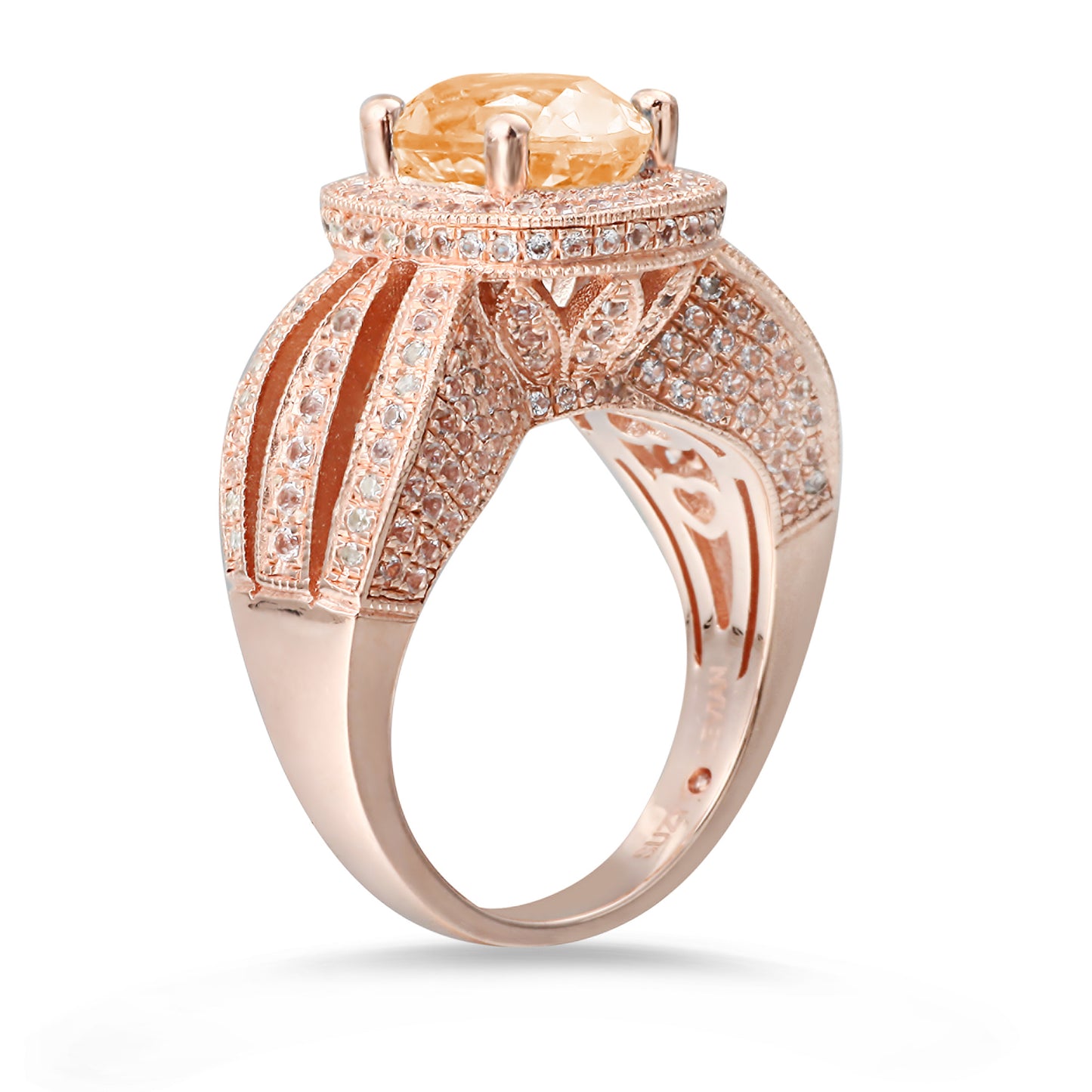 Suzy Levian Sterling Silver 4.52 TCW Orange Citrine Oval Ring