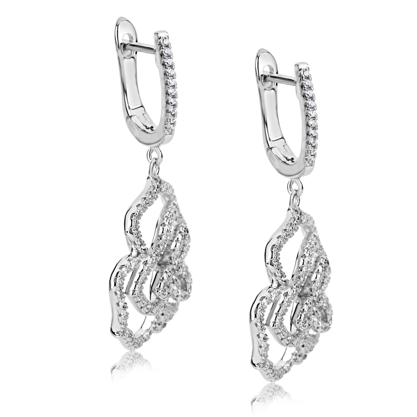 Suzy Levian Sterling Silver White Cubic Zirconia Wild Flower Earrings.