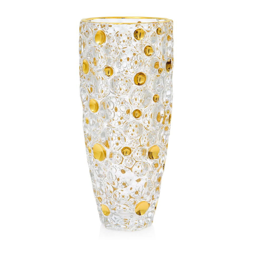 Suzy Levian Bubbly Crystal Vase With Gold Accents