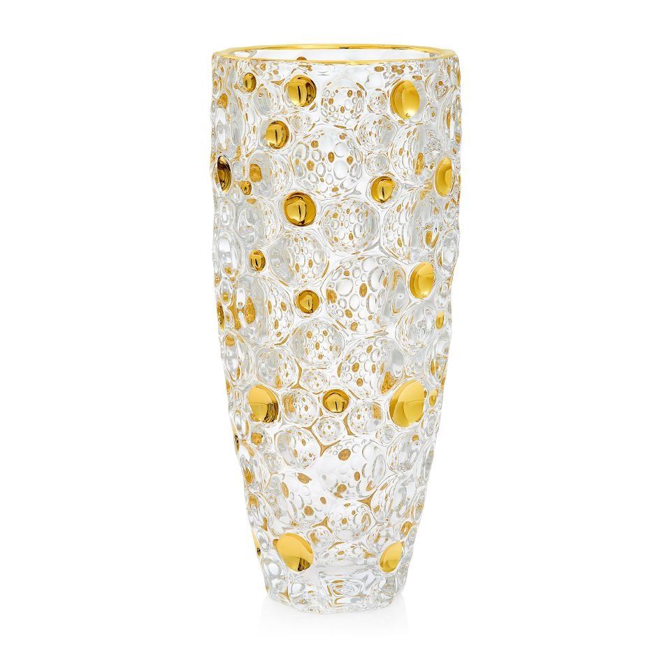 Suzy Levian Bubbly Crystal Vase With Gold Accents