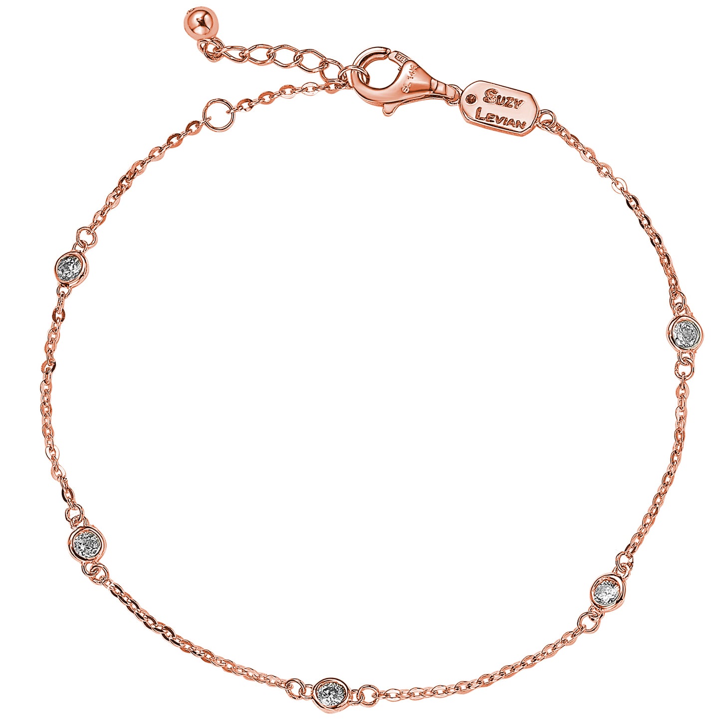 Suzy Levian 0.25 ct TDW 14K Rose Gold Diamond Station Bracelet