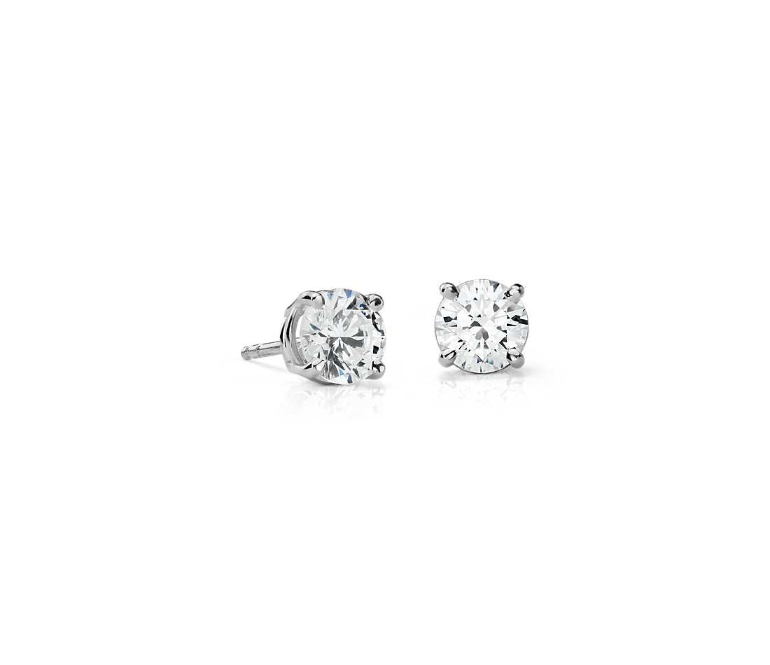 Suzy Levian 14K White Gold Classic Four-Prong 1ct. tw. Diamond Stud Earrings