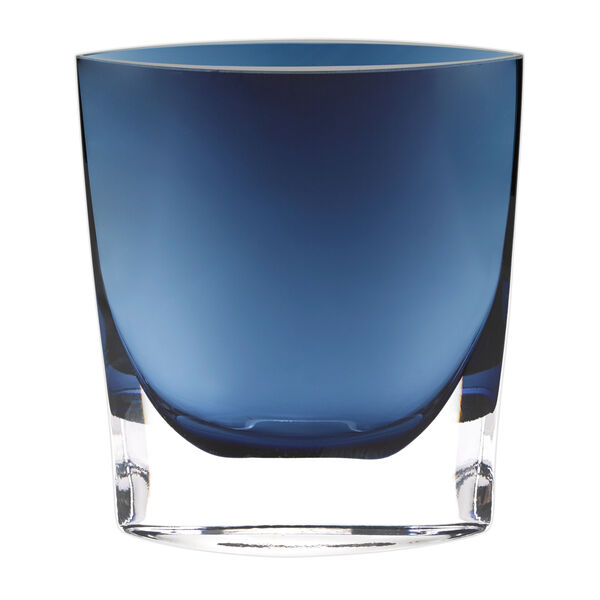 Suzy Levian Crystal 8" Jet Light Blue Pocket Shaped Vase