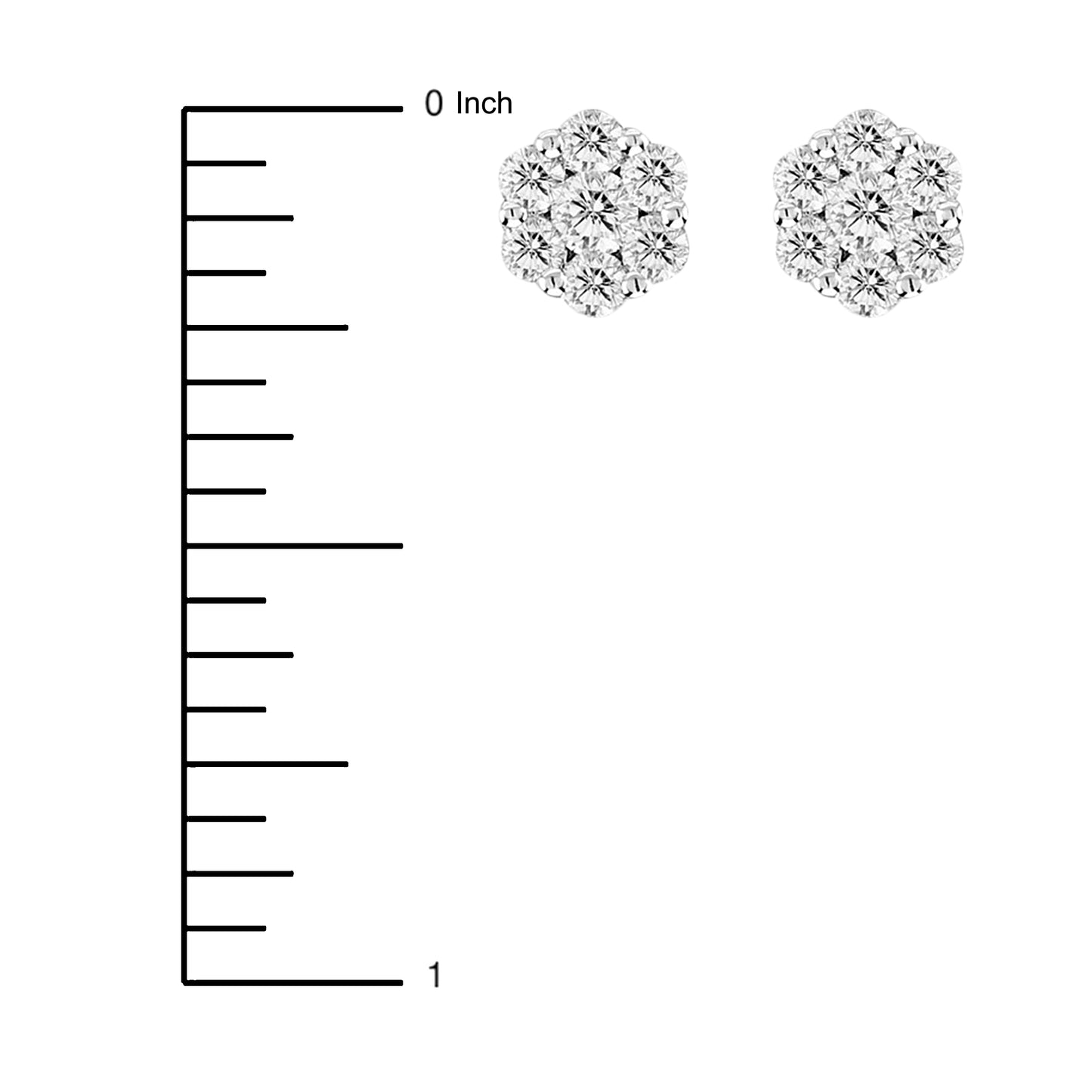 Suzy Levian 14k White Gold White Diamond Cluster Stud Earrings