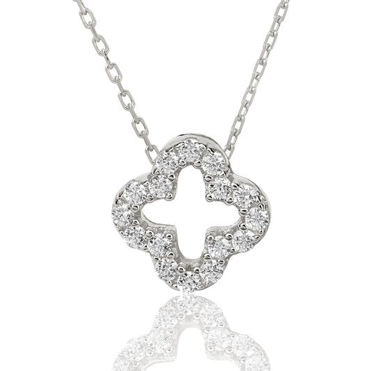 Suzy Levian Cubic Zirconia Sterling Silver Clover Pendant