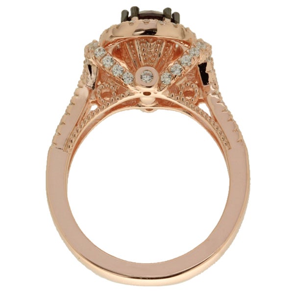 Suzy Levian Rose Sterling Silver Brown Brown and White Cubic Zirconia Engagement Ring