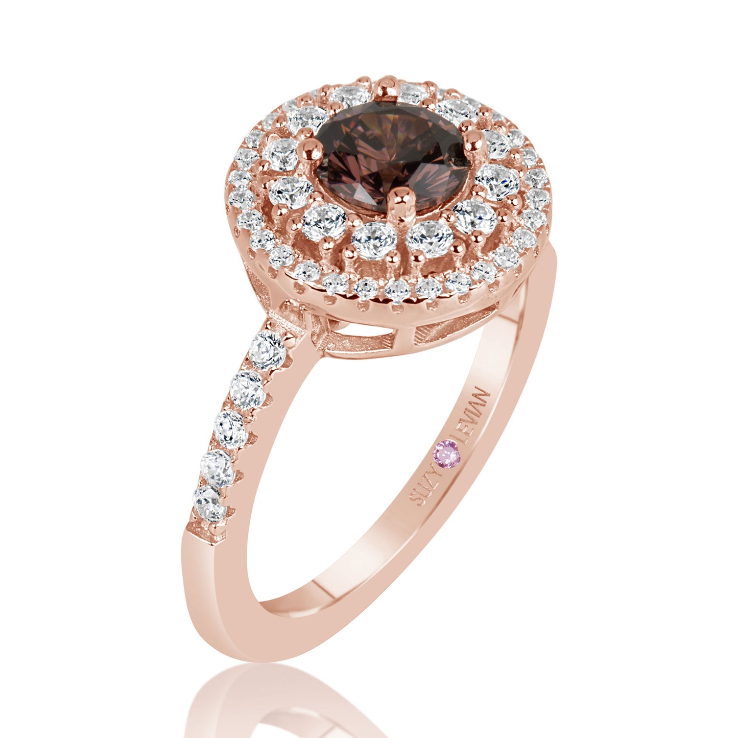 Suzy Levian Sterling Silver Round Cut Cubic Zirconia Engagement Ring
