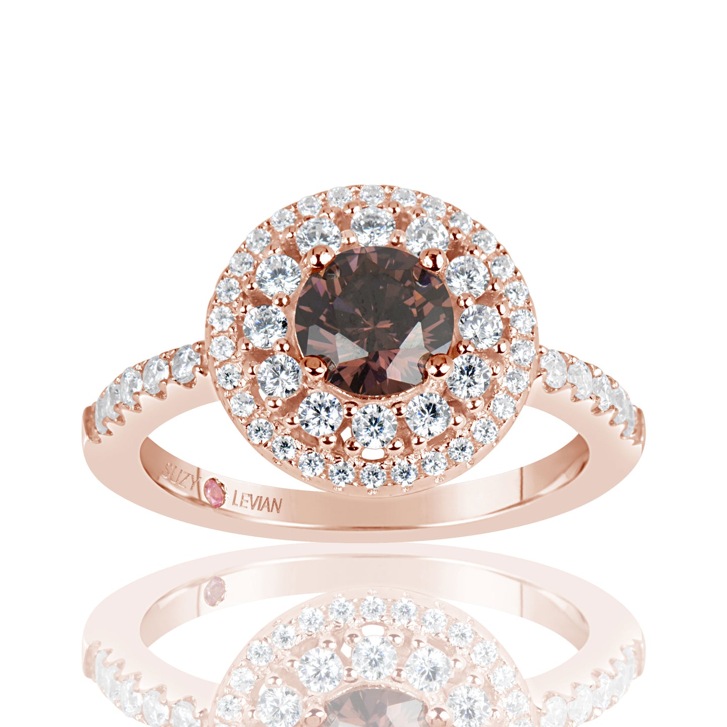 Suzy Levian Sterling Silver Round Cut Cubic Zirconia Engagement Ring