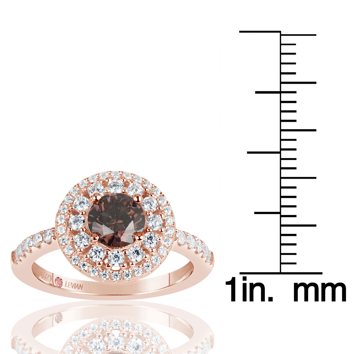 Suzy Levian Sterling Silver Round Cut Cubic Zirconia Engagement Ring