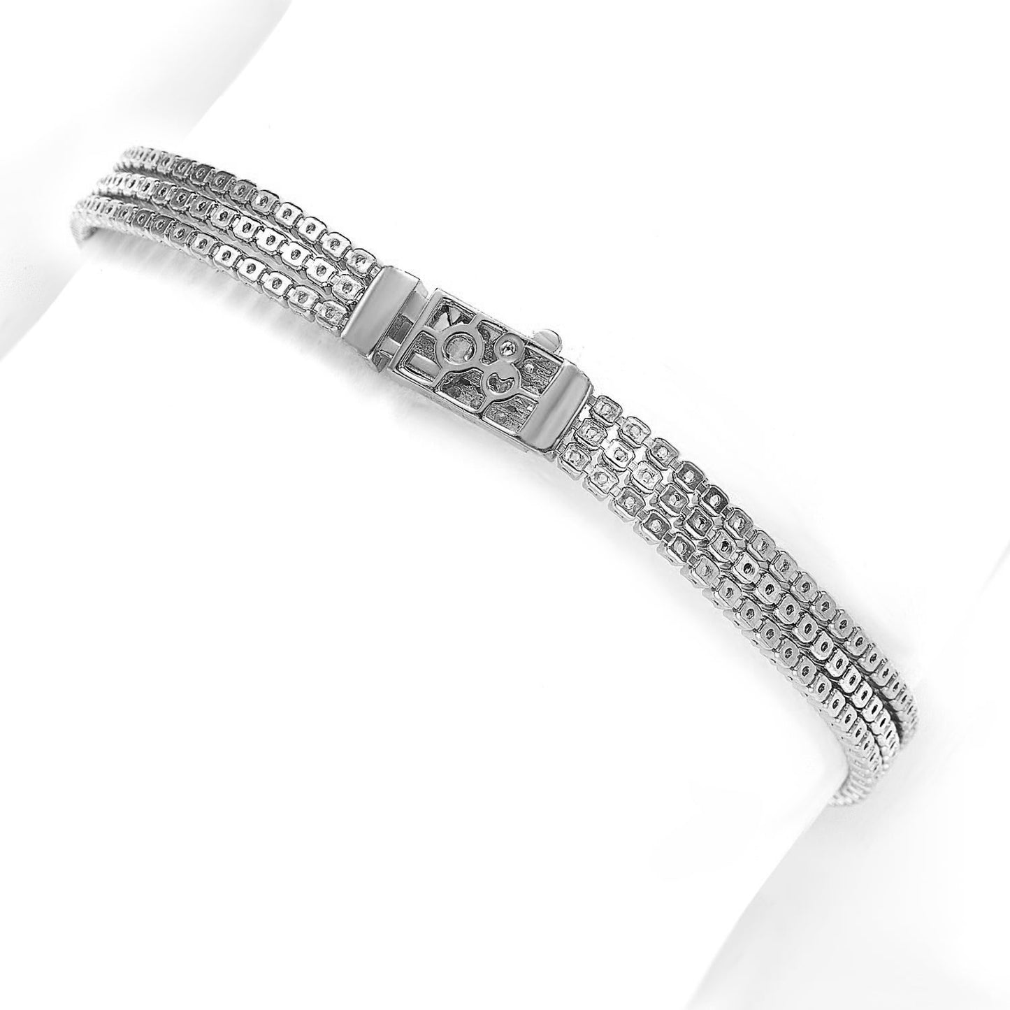 Suzy Levian White Sterling Silver 3 Strand Cubic Zirconia Bracelet