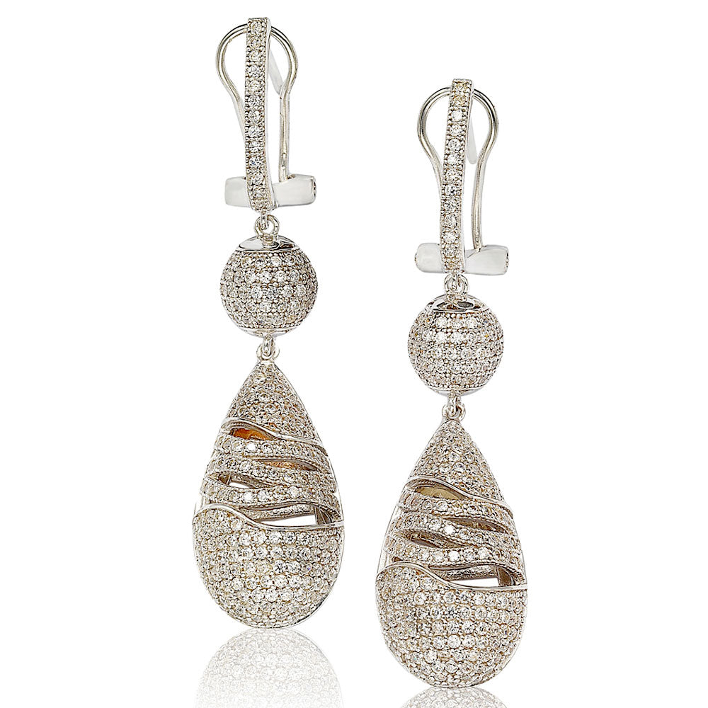 Suzy Levian Cubic Zirconia Sterling Silver Dangle Drop Earrings