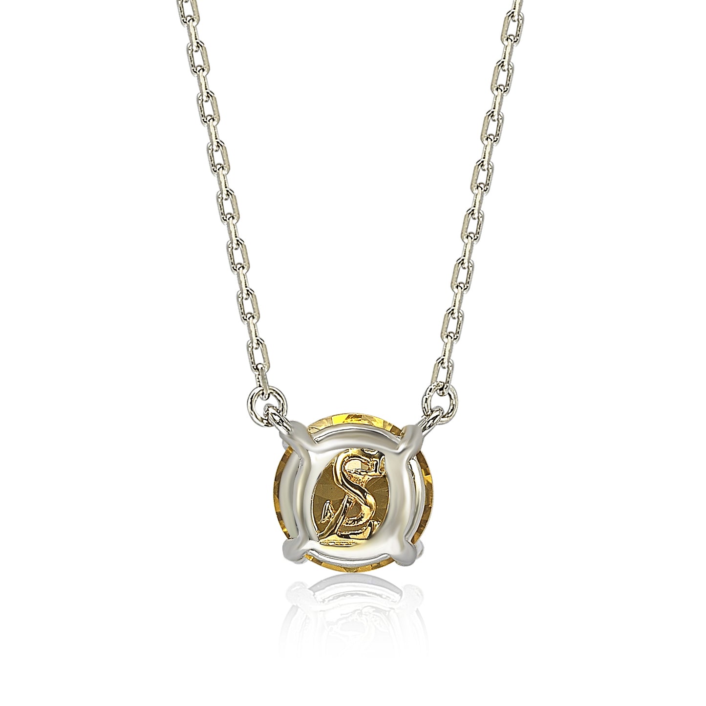 Suzy Levian Sterling Silver Yellow Sapphire Solitaire Necklace