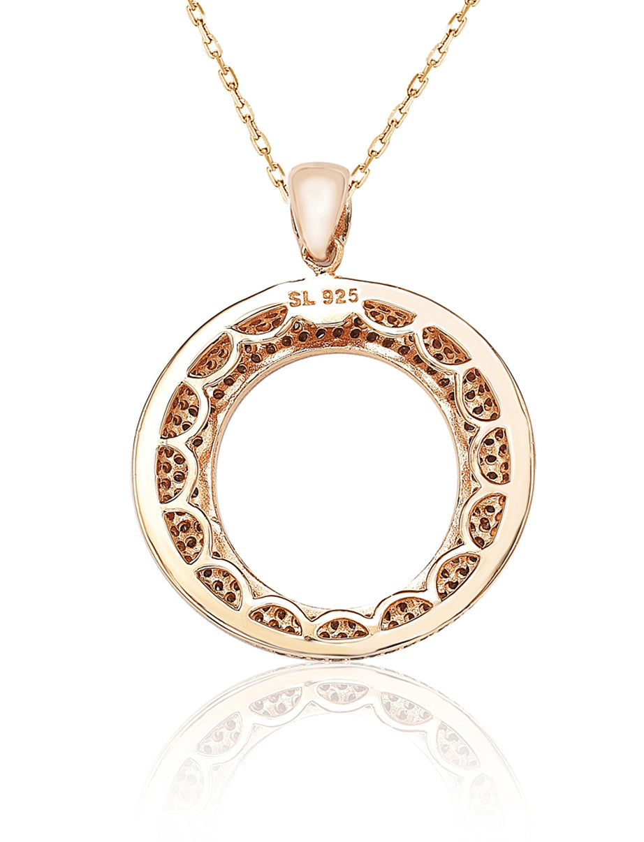 Suzy Levian Brown Cubic Zirconia Gemstone Pave Set in Sterling Silver Pendant