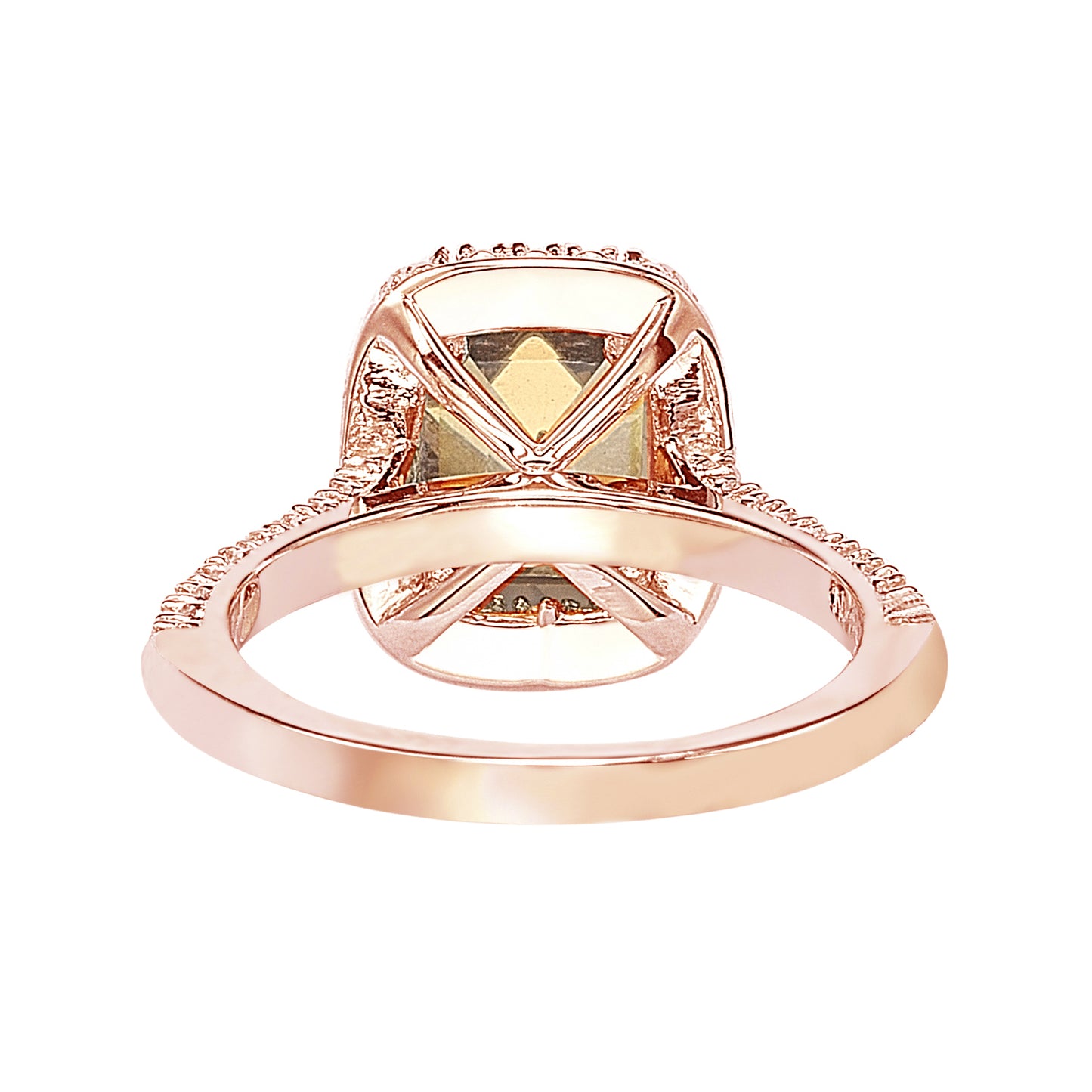 Suzy Levian Bridal Brown Cubic Zirconia with Halo Rose Sterling Silver Ring