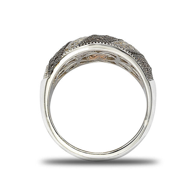Suzy Levian Sterling Silver White and Brown Cubic Zirconia Ring