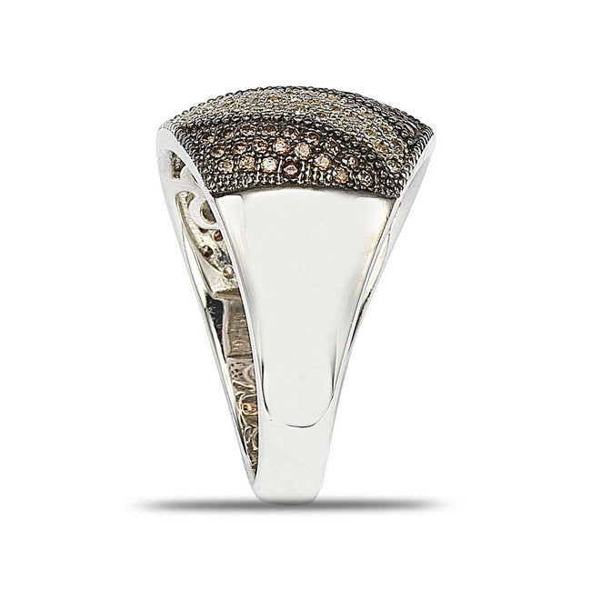 Suzy Levian Sterling Silver White and Brown Cubic Zirconia Ring
