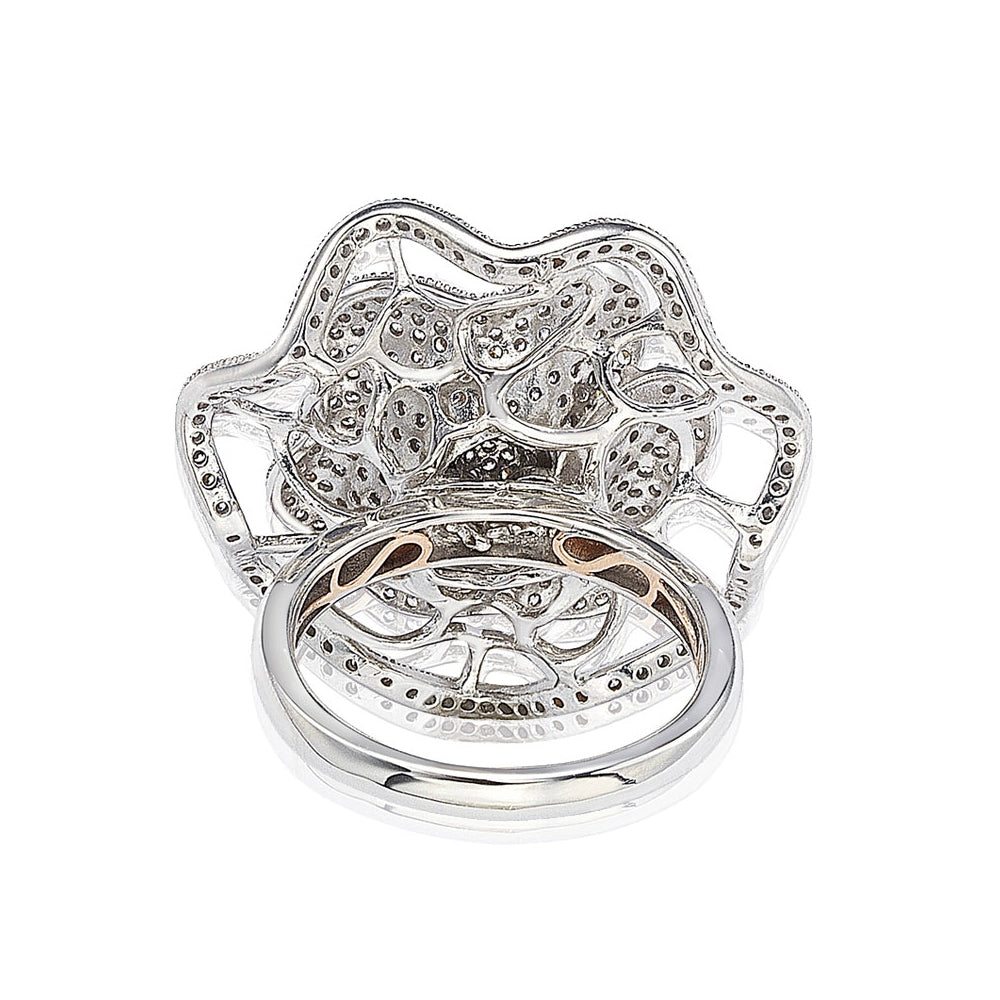 Suzy Levian Micro Pave Sterling Silver Cubic Zirconia Flower Ring