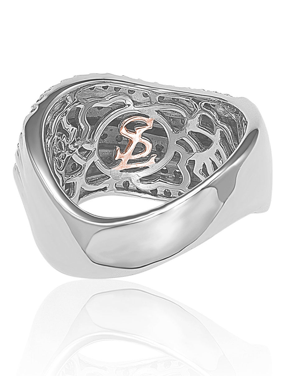 Suzy Levian Pave Cubic Zirconia Sterling Silver Wavy Crossing Ring