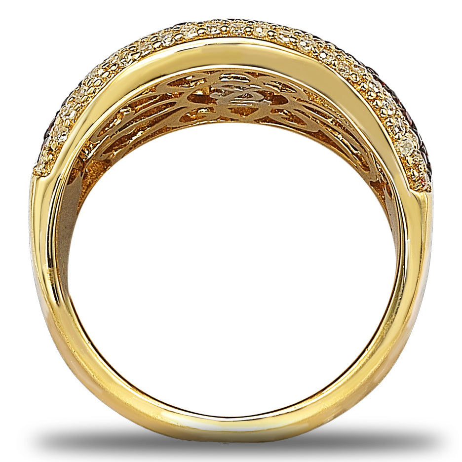 Suzy Levian Gold over Sterling Silver Cubic Zirconia Reddish Brown Ring