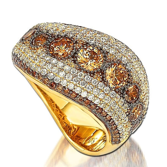 Suzy Levian Golden Sterling Silver Brown Cubic Zirconia Ring