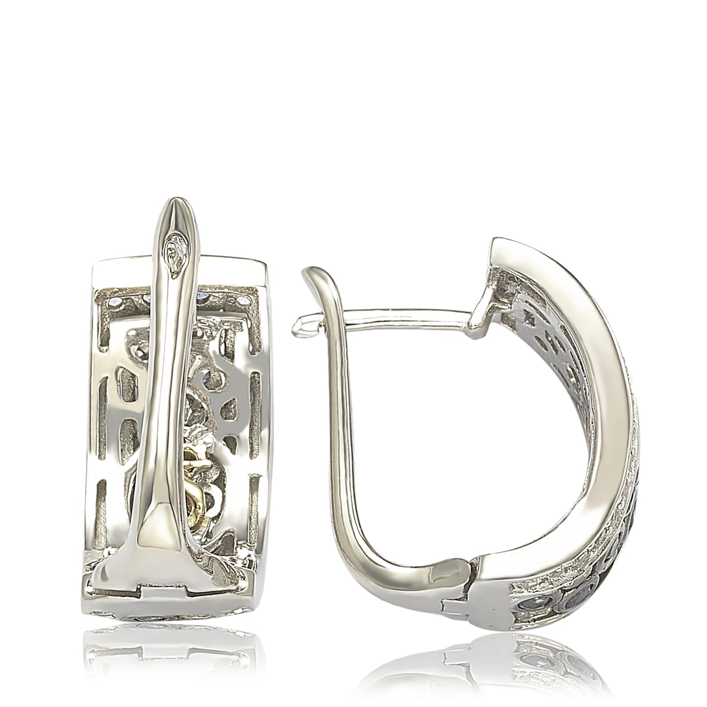 Suzy Levian Blue Sapphire and Diamond in Sterling Silver Earring