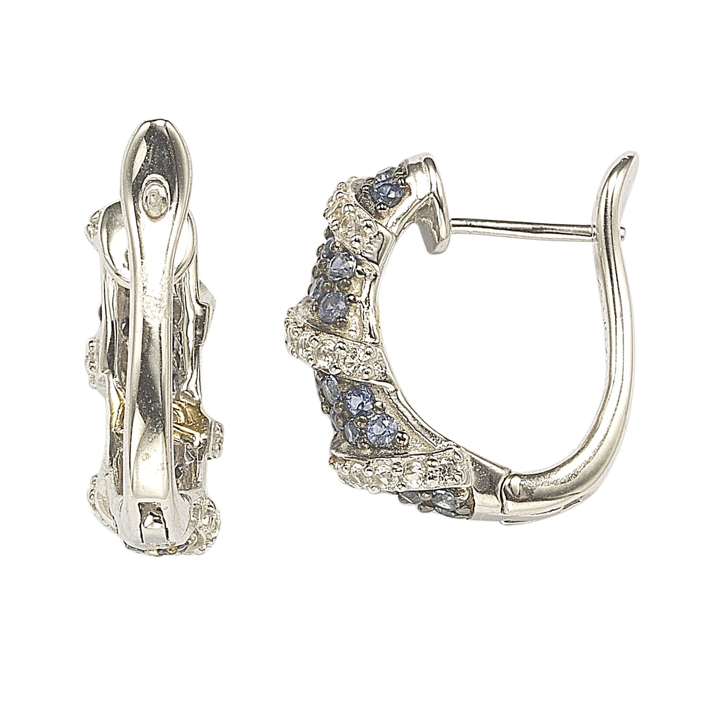 Suzy Levian Sapphire and Diamond Accent in Sterling Silver Petite Wrap Around Earrings