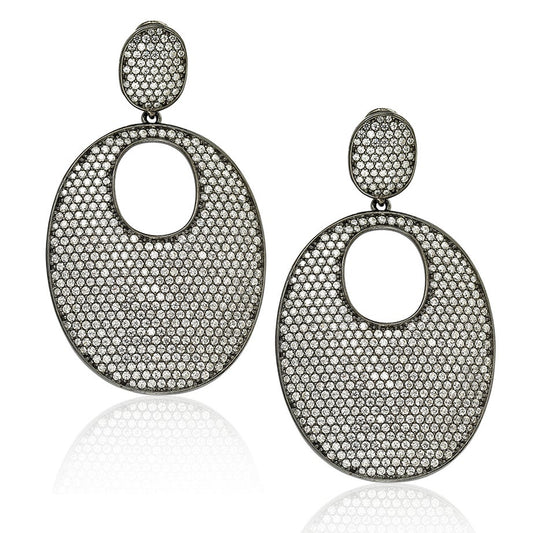 Suzy Levian Blackened Sterling Silver Cubic Zirconia Earrings