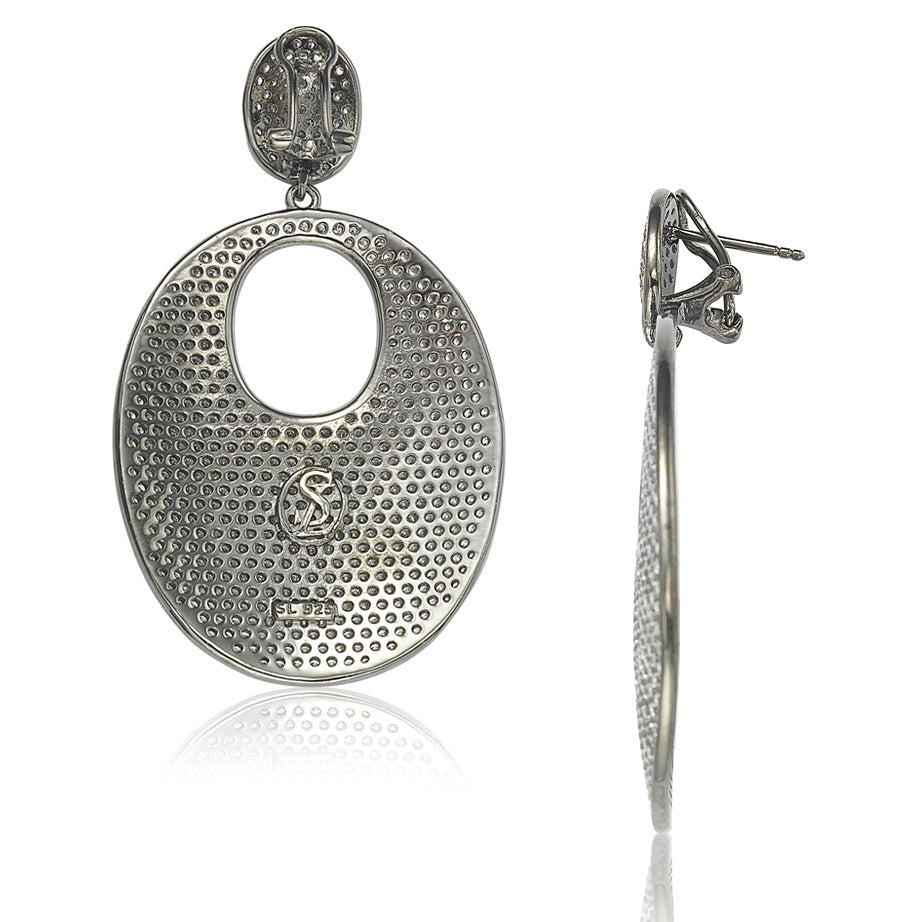 Suzy Levian Blackened Sterling Silver Cubic Zirconia Earrings