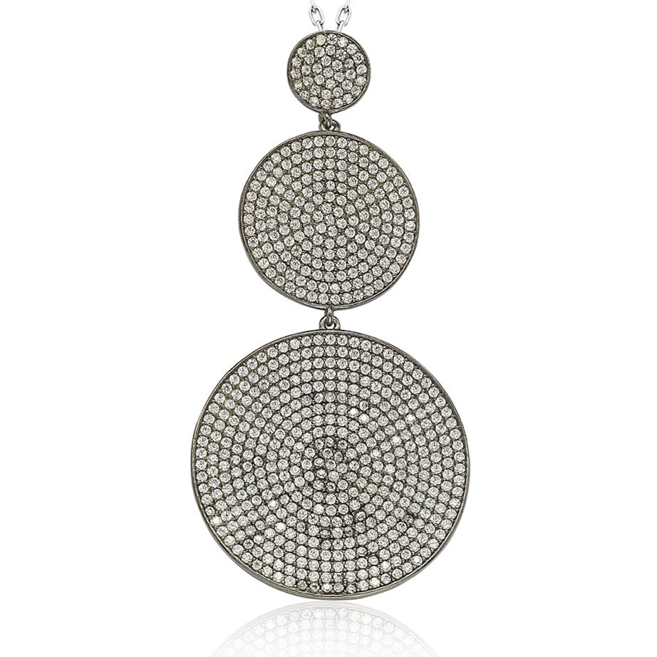 Suzy Levian Blackened Sterling Silver Cubic Zirconia Graduating Circle Pendant
