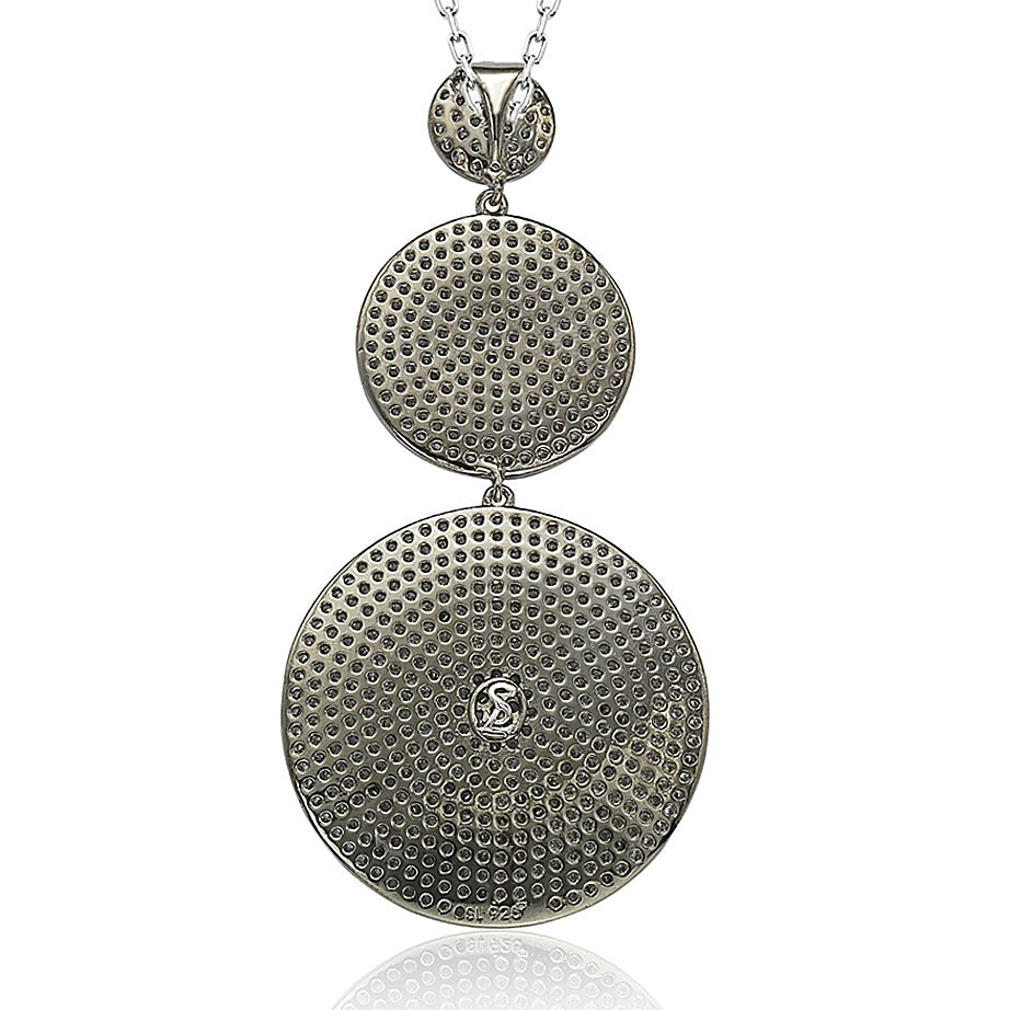 Suzy Levian Blackened Sterling Silver Cubic Zirconia Graduating Circle Pendant