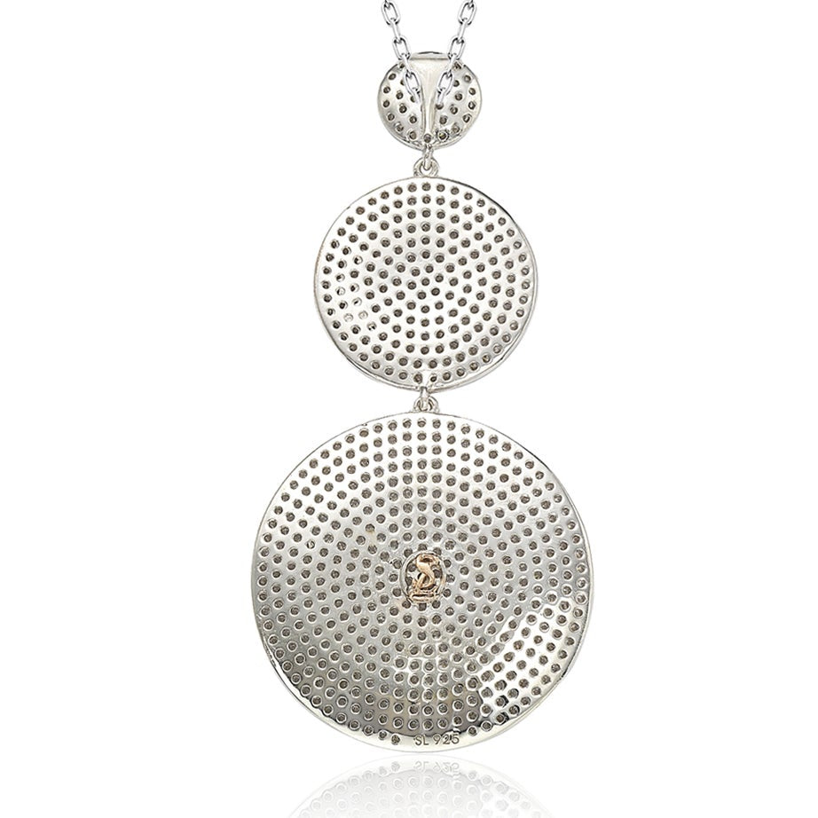 Suzy Levian Sterling Silver Cubic Zirconia White Pave Graduating Circles Pendant