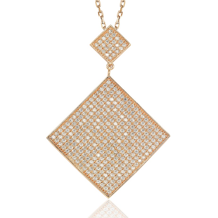 Suzy Levian Rose Sterling Silver Cubic Zirconia Pendant