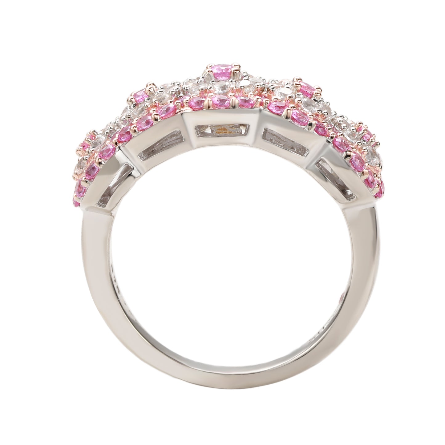 Suzy Levian Sterling Silver 2.8ct TGW Pink Sapphire and .02ct Diamond Anniversary Band